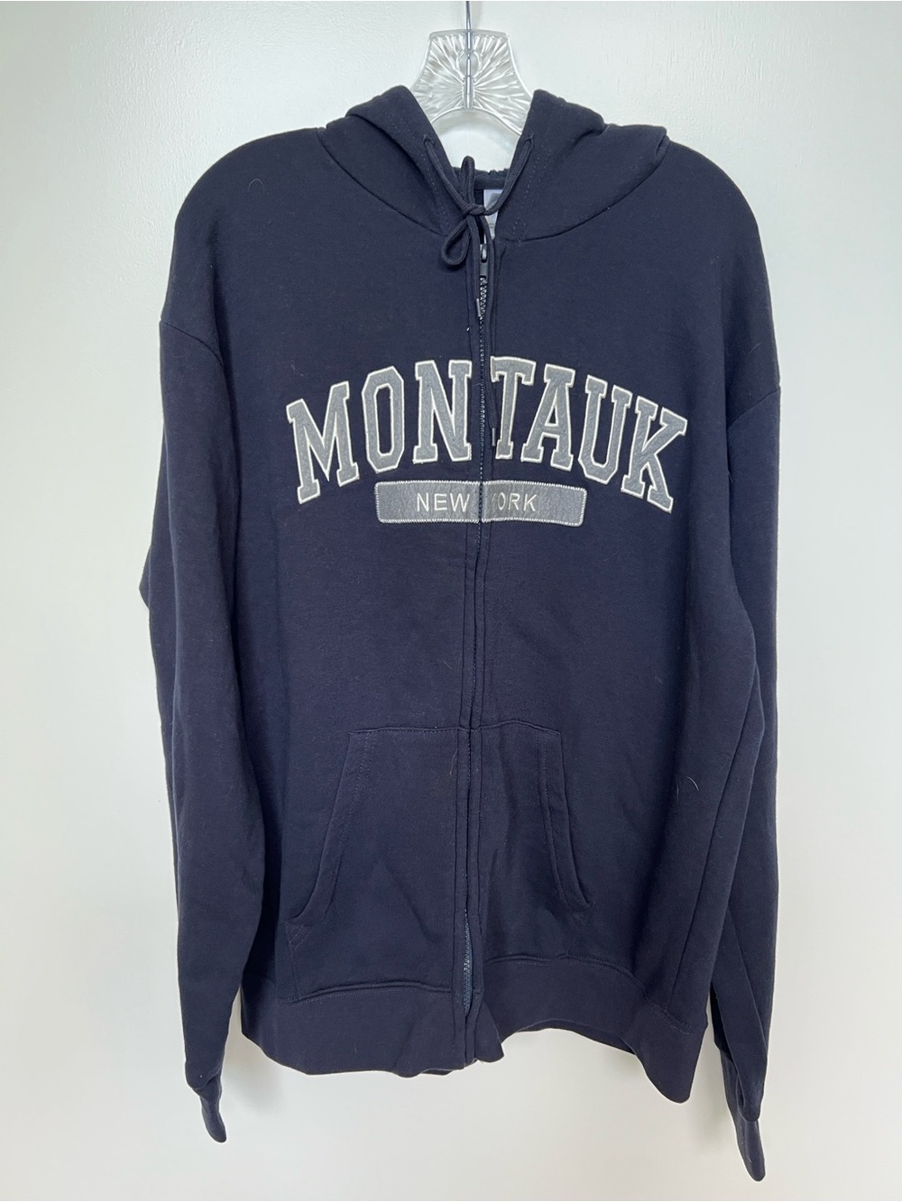 Montauk New York unisex  Navy Zip-Up Hoodie